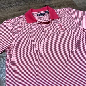 Oxford Shier Mens M Pink Golf Super Dry Coolmax Polo TPC Las Vegas‎ Striped